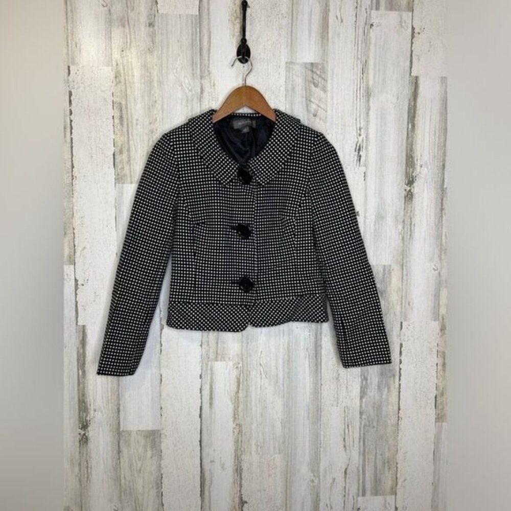 Liz Claiborne Suits Women's Polka Dot Blazer Black White Size 4